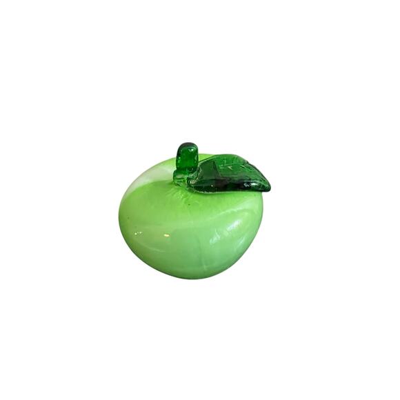 Murano Style Vintage Light Green Apple Glass Art - Picture 1 of 16